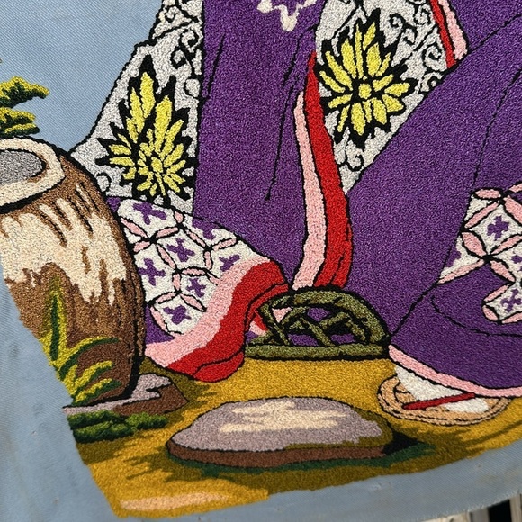 Gorgeous Asian Hand Made Embroidered Art Panel VINTAGE - Picture 3 of 7
